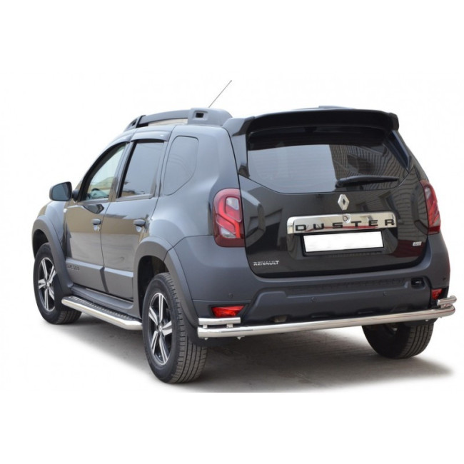 Защита заднего бампера «Труба с уголками» (d63.5) для Renault Duster (2015-н.в.) купить в интернет-магазине tuning63