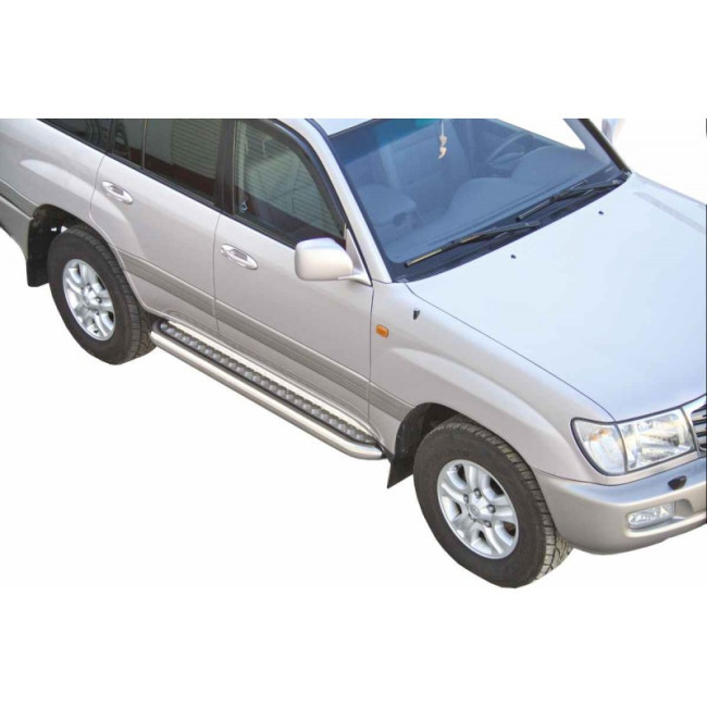 Защита порогов с алюминиевым листом (d63,5) для Toyota Land Cruiser 100 (1998-2007) купить в интернет-магазине tuning63