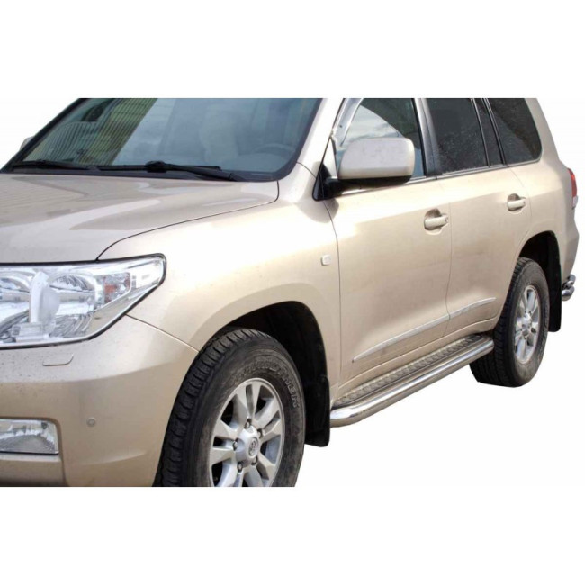 Защита порогов с алюминиевым листом (d63,5) для Toyota Land Cruiser 200 (2007-2015) купить в интернет-магазине tuning63