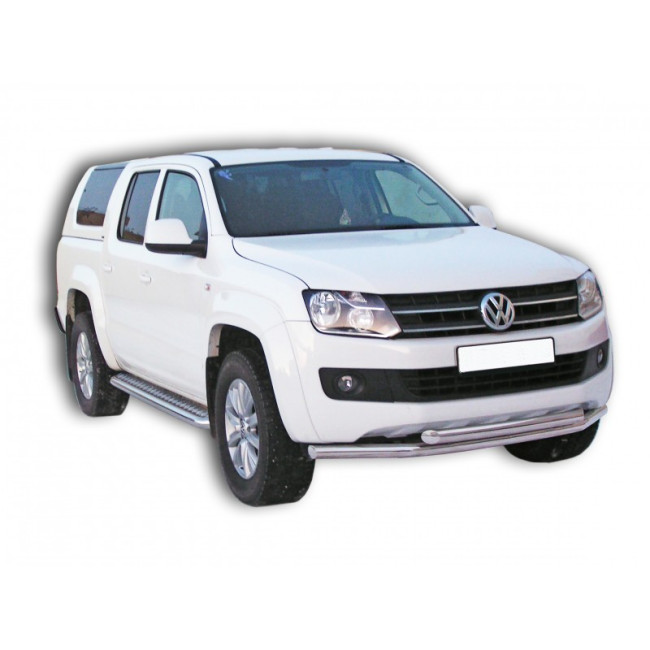 Защита порогов с алюминиевым листом (d63,5) для Volkswagen Amarok (2010-2016) купить в интернет-магазине tuning63