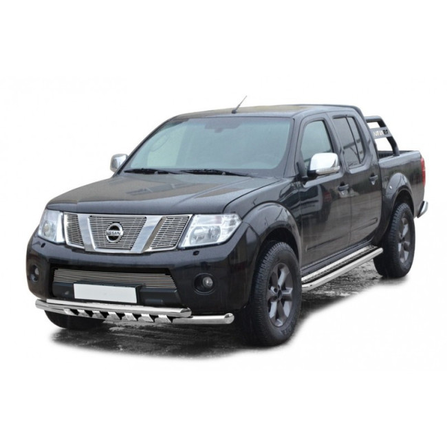 Защита переднего бампера «Труба двойная» (d63,5) для Nissan Navara (2010-2015) купить в интернет-магазине tuning63