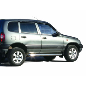 Защита порогов «Труба Люкс» для ВАЗ 2123 "Chevrolet Niva" (d76), нержавеющая сталь