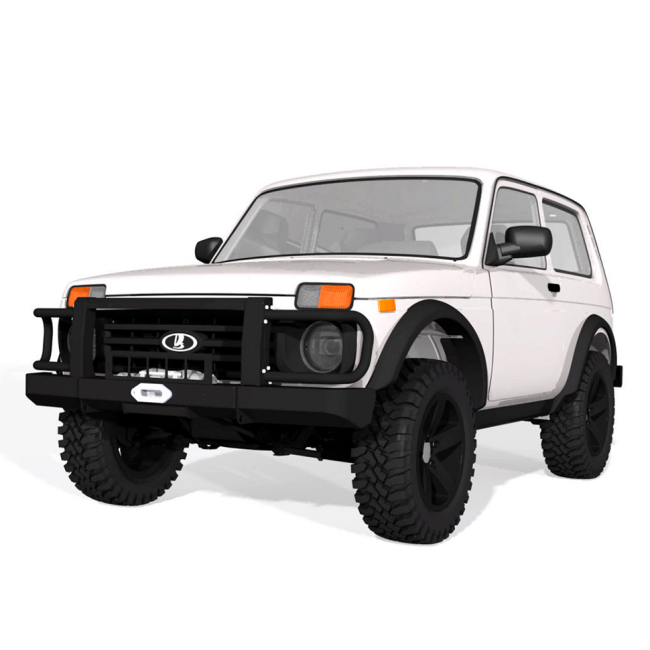 Силовой передний бампер F-DESIGN FD 2.0 для Lada 4x4 с защитой фар купить в интернет-магазине tuning63