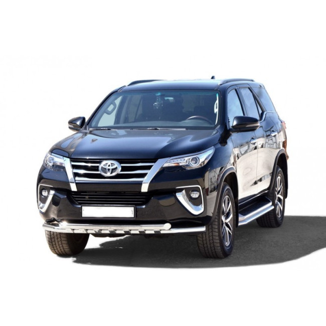 Защита переднего бампера «Труба двойная» (d63,5) для Toyota Fortuner (2017-н.в.) купить в интернет-магазине tuning63