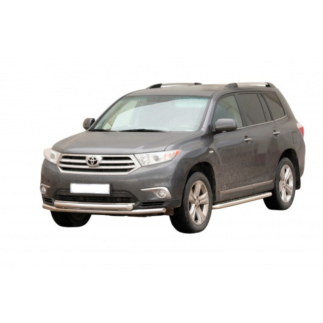 Защита переднего бампера «Труба двойная» (d63,5) для Toyota Highlander (2010-2014) купить в интернет-магазине tuning63