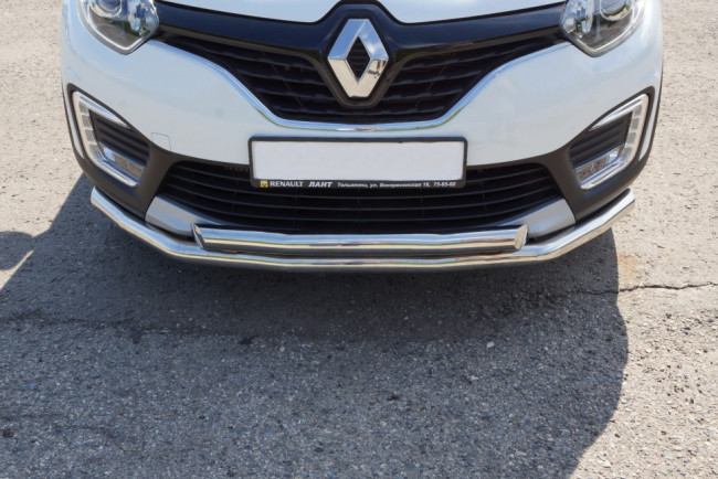 Защита переднего бампера двойная Ø63/63мм (НПС) RENAULT Kaptur (2016-н.в.) купить в интернет-магазине tuning63