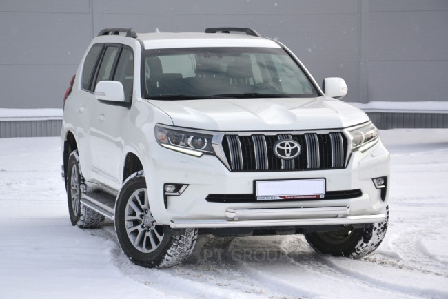 Защита переднего бампера двойная Ø63/63мм (НПС) TOYOTA LAND CRUISER PRADO 150 (2017-н.в.) купить в интернет-магазине tuning63