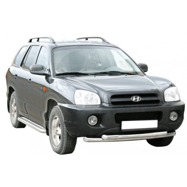 Защита порогов с алюминиевыми накладками (d63,5) для Hyundai Santa-Fe Classic (2007-2012) купить в интернет-магазине tuning63