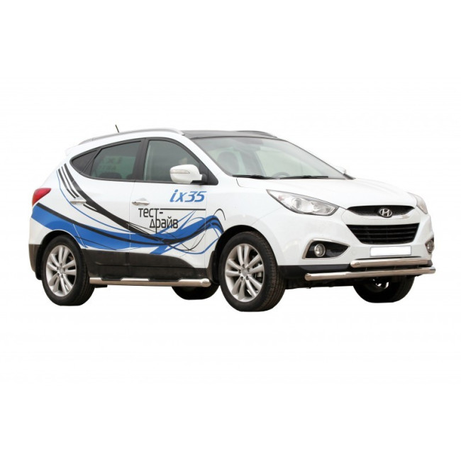 Защита порогов «Труба с проступью» (d76) для Hyundai ix35 (2010-2016) купить в интернет-магазине tuning63