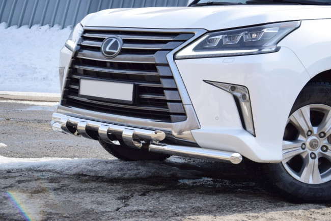 Защита переднего бампера двойная с зубьями 63/63мм (НПС) LEXUS 450D 2015- купить в интернет-магазине tuning63