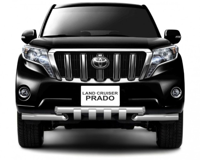 Защита переднего бампера двойная с зубьями 63/63мм (НПС) Toyota Land Cruiser 150 Prado (2013-2016 г.в.) купить в интернет-магазине tuning63