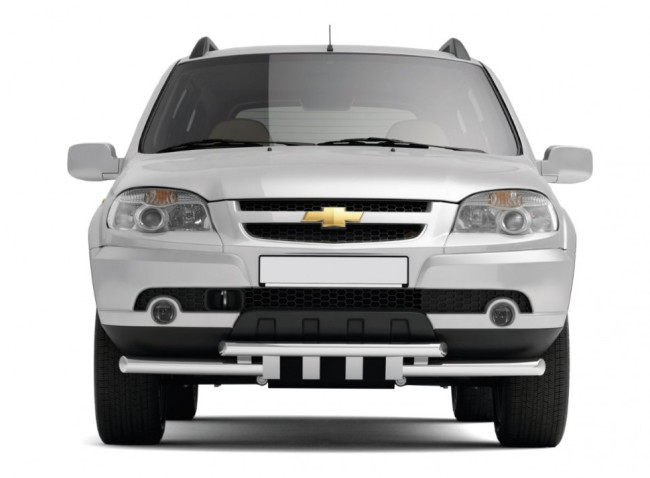 Защита переднего бампера двойная с зубьями 63/63мм (НПС) ВАЗ 2123 "Chevrolet Niva" (2009-2020 г.в.) купить в интернет-магазине tuning63
