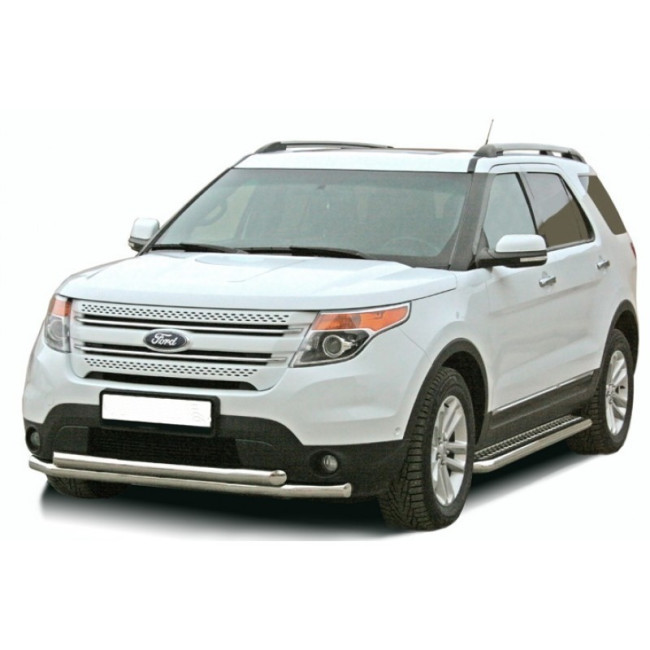 Защита переднго бампера «Труба двойная» (d63,5) для Ford Explorer (2010-2016) купить в интернет-магазине tuning63