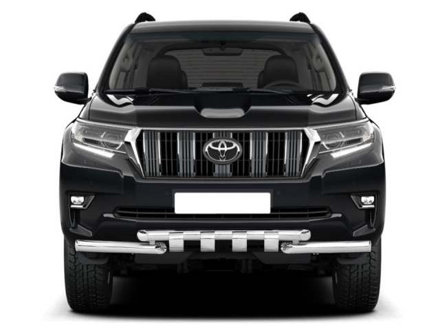 Защита переднего бампера двойная с зубьями Ø63/63мм (НПС) TOYOTA LAND CRUISER PRADO 150 (2017-н.в.) купить в интернет-магазине tuning63