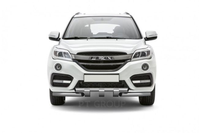 Защита переднего бампера двойная с каплями Ø63/63мм (НПС) LIFAN X60 (2017- н.в.) купить в интернет-магазине tuning63