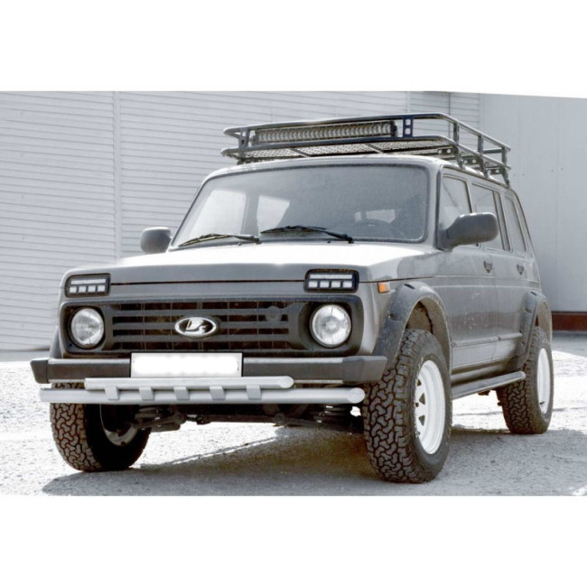 Защита переднего бампера «Труба двойная» (d63.5) ВАЗ 21214, 2131 "LADA 4х4" купить в интернет-магазине tuning63