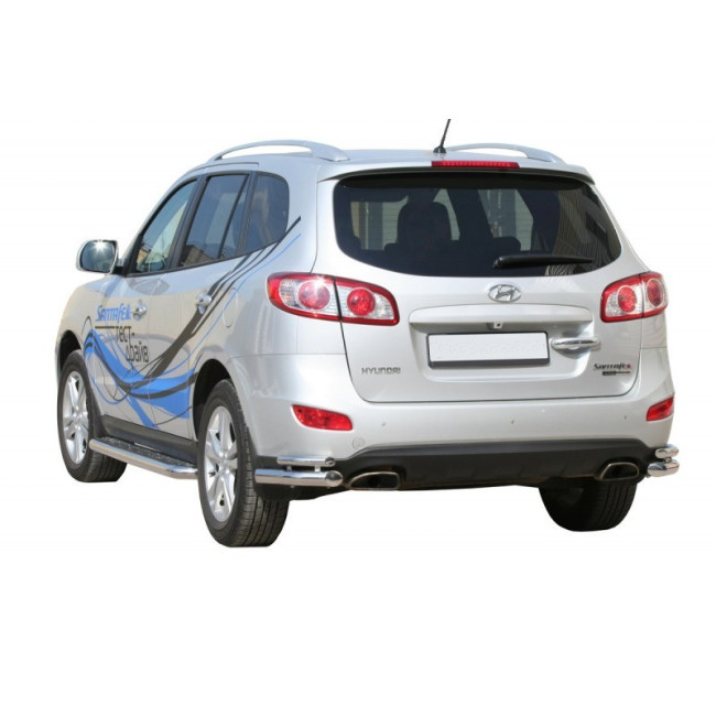 Защита заднего бампера «Уголки двойные» (d63,5) для Hyundai Santa Fe (2010-2012) купить в интернет-магазине tuning63