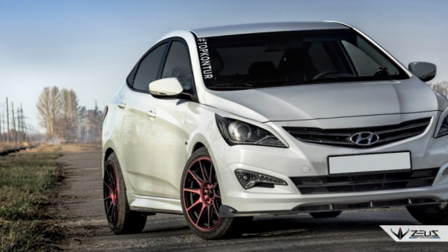Сплиттер-спойлер переднего бампера "Body Kit" Hyundai Solaris 2015-н.в. Рестайлинг купить в интернет-магазине tuning63