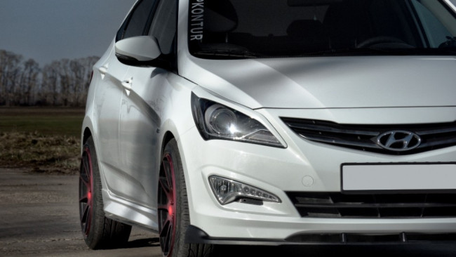 Сплиттер-спойлер переднего бампера "Body Kit" Hyundai Solaris 2015-н.в. Рестайлинг купить в интернет-магазине tuning63