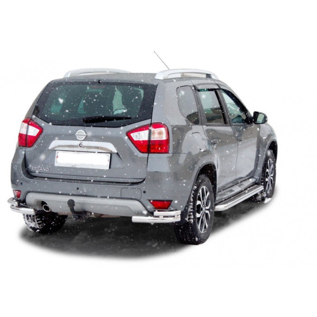 Защита заднего бампера «Уголки двойные» (d63,5) для Nissan Terrano (2014-н.в.) купить в интернет-магазине tuning63