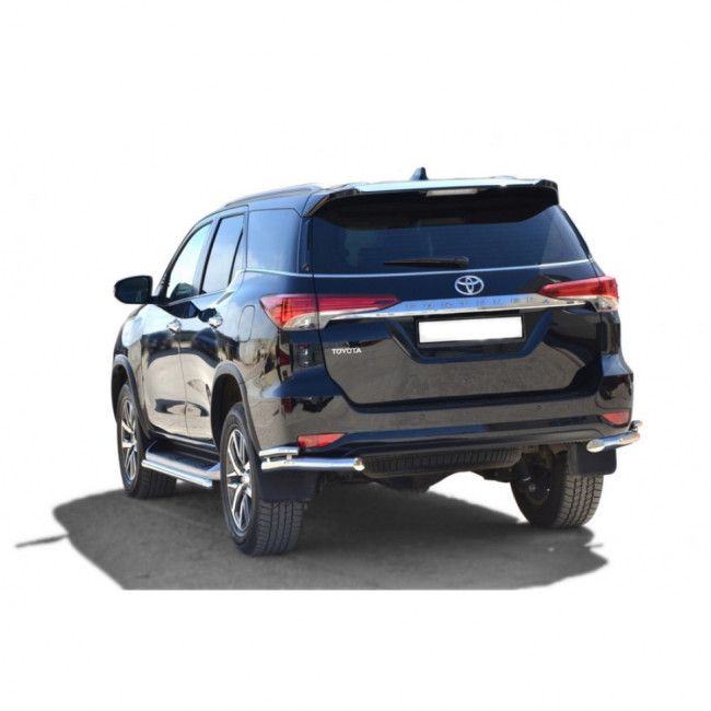 Защита заднего бампера «Уголки двойные» (d63,5) для Toyota Fortuner (2017-н.в.) купить в интернет-магазине tuning63