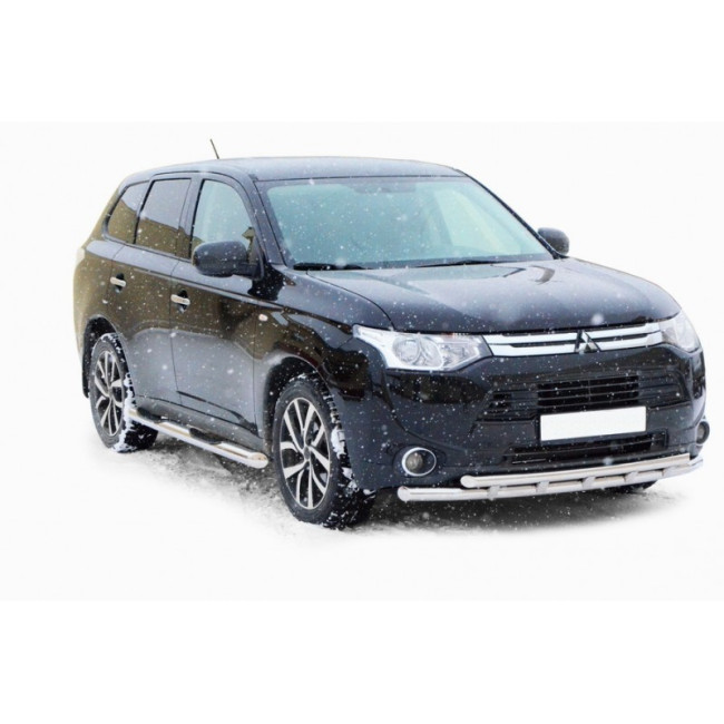 Защита порогов «Труба с проступью» (d76) для Mitsubishi Outlander (2014-2016) купить в интернет-магазине tuning63