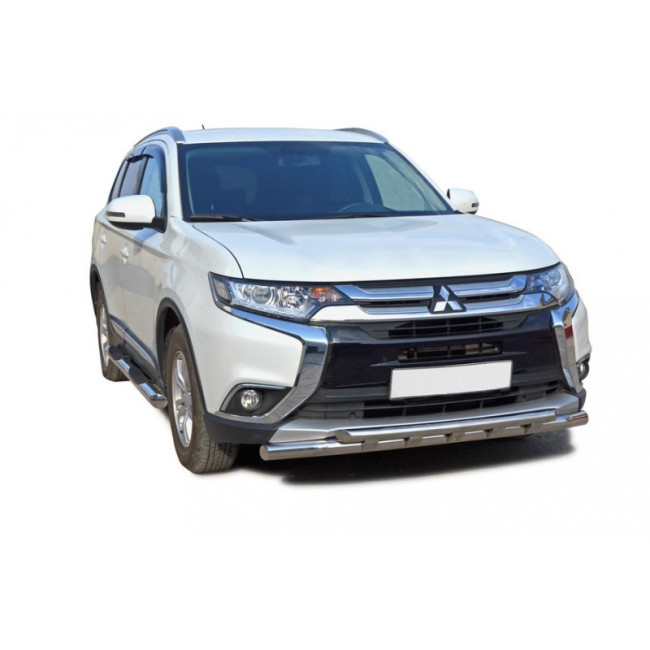 Защита порогов «Труба с проступью» (d76) для Mitsubishi Outlander (2015-н.в.) купить в интернет-магазине tuning63