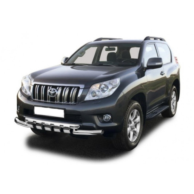 Защита переднего бампера «Труба двойная ЛЮКС»  (d76) для Toyota Land Cruiser Prado 150 (2009-2013) купить в интернет-магазине tuning63