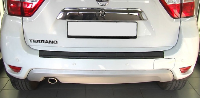 Накладка на задний бампер (чёрное тиснение) Nissan Terrano 2014-н.в. купить в интернет-магазине tuning63 Накладка на задний бампер (чёрное тиснение) Nissan Terrano 2014-н.в. купить в интернет-магазине tuning63
