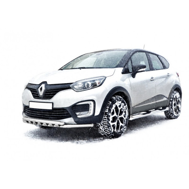 Защита порогов «Труба с проступью» (d76) для Renault Kaptur (2016-н.в.) купить в интернет-магазине tuning63