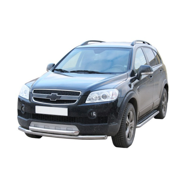 Защита порогов c алюминиевыми накладками (d63,5) для Chevrolet Captiva (2006-2013) купить в интернет-магазине tuning63
