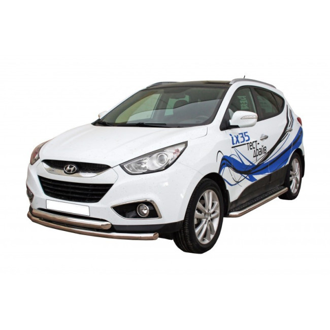 Защита порогов с алюминиевым листом (d63,5) для Hyundai ix35 (2010-2016) купить в интернет-магазине tuning63