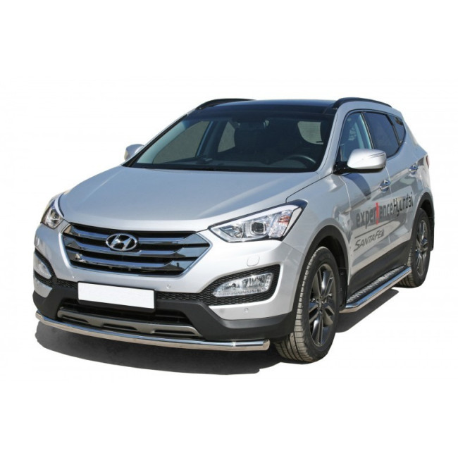 Защита порогов с алюминиевым листом (d63,5) для Hyundai Santa Fe (2012-2016) купить в интернет-магазине tuning63