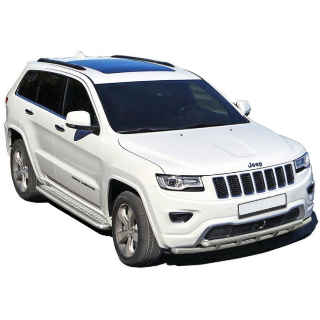 Защита порогов с алюминиевым листом (d63,5) для Jeep Grand Cherokee (2013-2018) купить в интернет-магазине tuning63