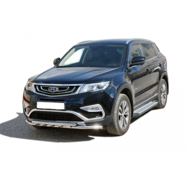 Защита переднего бампера «Труба двойная» (d51) для Geely Atlas (2016-н.в.) купить в интернет-магазине tuning63