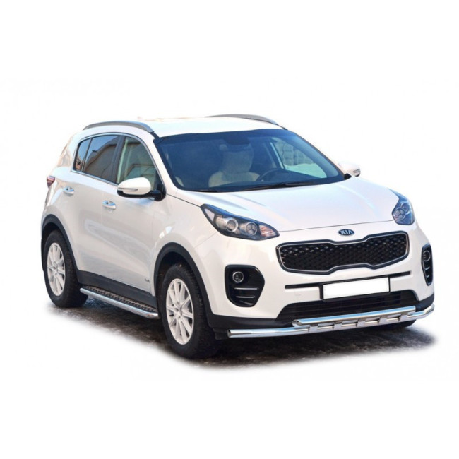 Защита переднего бампера «Труба двойная» (d51) для Kia Sportage (2016-н.в.) купить в интернет-магазине tuning63