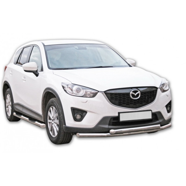 Защита переднего бампера «Труба двойная» (d51) для Mazda CX-5 (2011-2016) купить в интернет-магазине tuning63