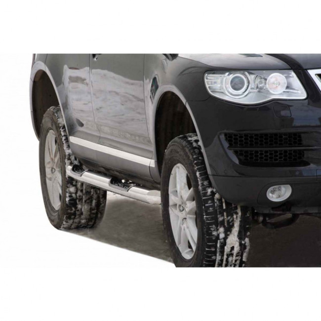 Защита порогов «Труба с проступью» (d76) для Volkswagen Touareg (2002-2006) купить в интернет-магазине tuning63