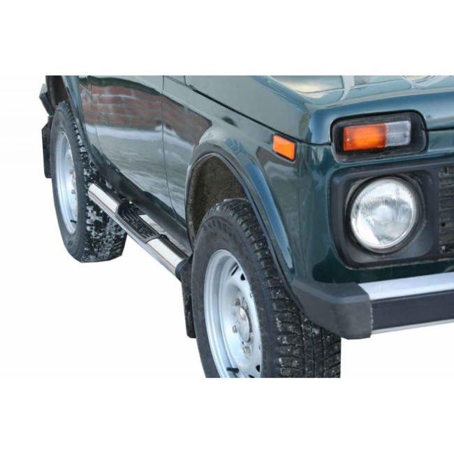Защита порогов «Труба с проступью» (d76) для ВАЗ 21214 "LADA 4х4"нержавеющая сталь купить в интернет-магазине tuning63