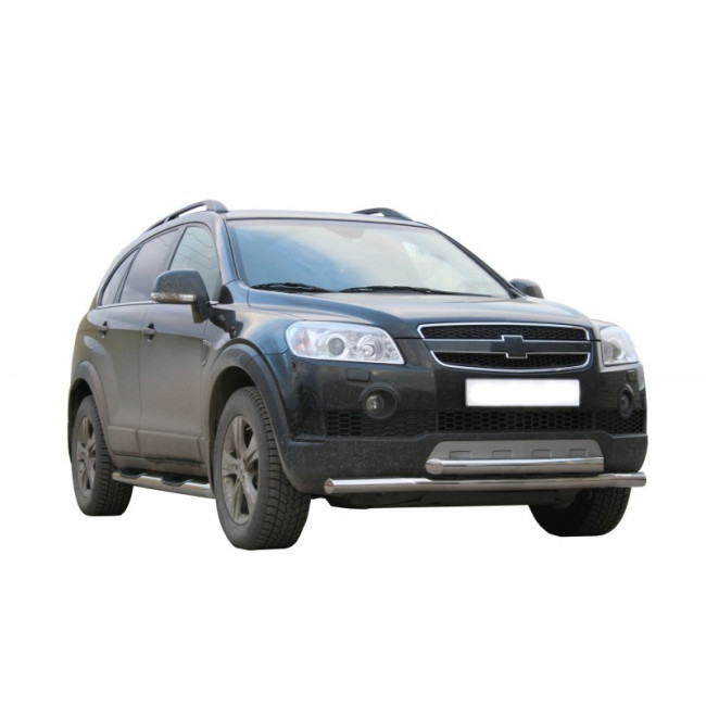 Защита переднего бампера «Труба двойная» (d63,5) для Chevrolet Captiva (2006-2011) купить в интернет-магазине tuning63