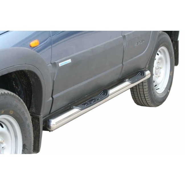 Защита порогов «Труба с проступью» для ВАЗ 2123 "Chevrolet Niva" RS, NIVA Travel (d76), нержавеющая сталь купить в интернет-магазине tuning63