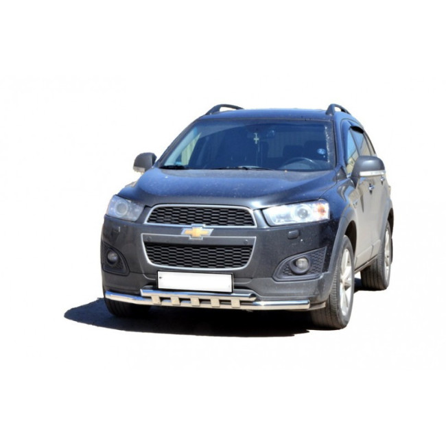 Защита переднего бампера «Труба двойная» (d63,5) для Chevrolet Captiva (2011-2013) купить в интернет-магазине tuning63