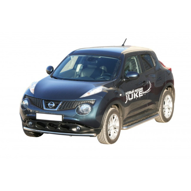 Защита порогов с алюминиевым листом (d63,5) для Nissan Juke (2011-2014) купить в интернет-магазине tuning63