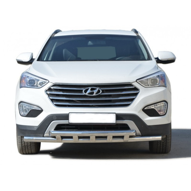 Защита переднего бампера «Труба двойная» (d63,5) для Hyundai Grand Santa Fe (2014-2015) купить в интернет-магазине tuning63