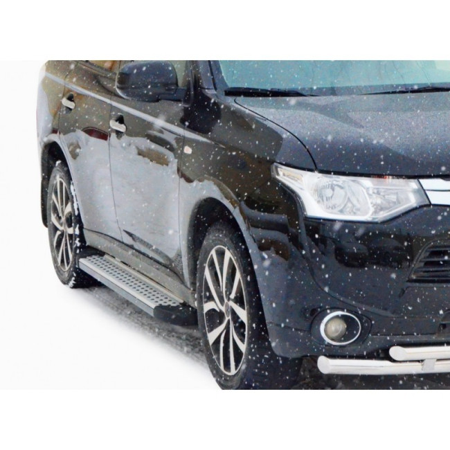 Защита порогов «Бумер» алюминиевая с резинкой для Mitsubishi Outlander (2014-2016) купить в интернет-магазине tuning63