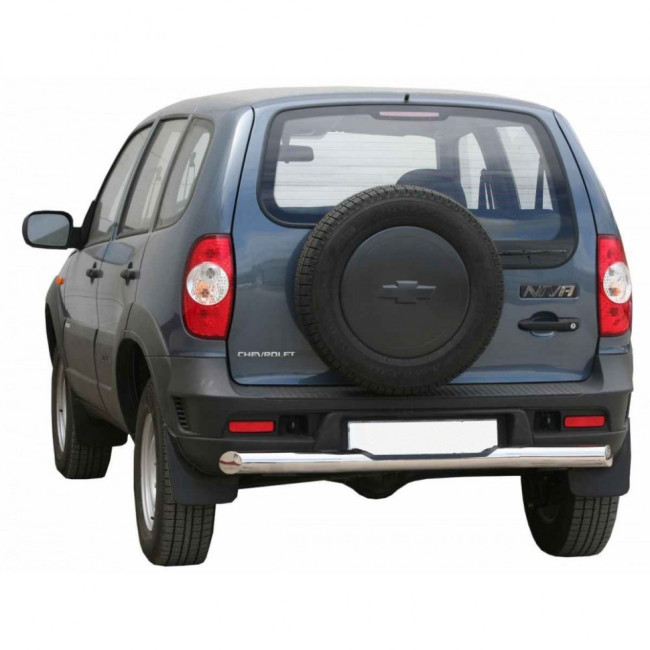 Защита заднего бампера «Труба с проступью ЛЮКС» (d76) для ВАЗ 2123 "Chevrolet Niva" RS  нержавеющая сталь купить в интернет-магазине tuning63