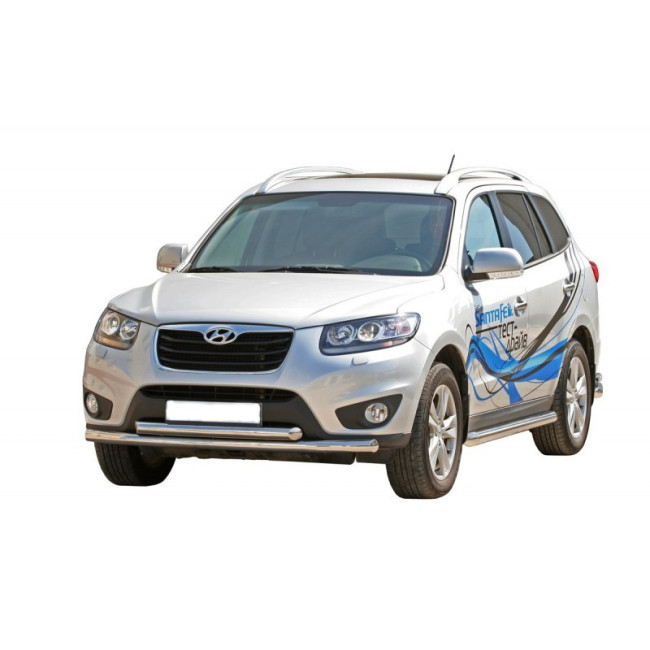 Защита переднего бампера «Труба двойная» (d63,5) для Hyundai Santa Fe (2010-2012) купить в интернет-магазине tuning63