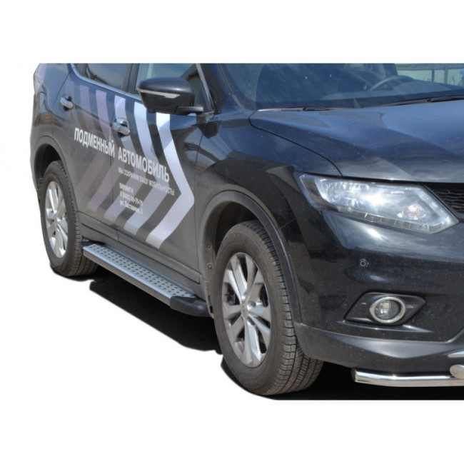 Защита порогов «БУМЕР» алюминиевая с резинкой для Nissan X-trail (2013-н.в.) купить в интернет-магазине tuning63 Защита порогов «БУМЕР» алюминиевая с резинкой для Nissan X-trail (2013-н.в.) купить в интернет-магазине tuning63