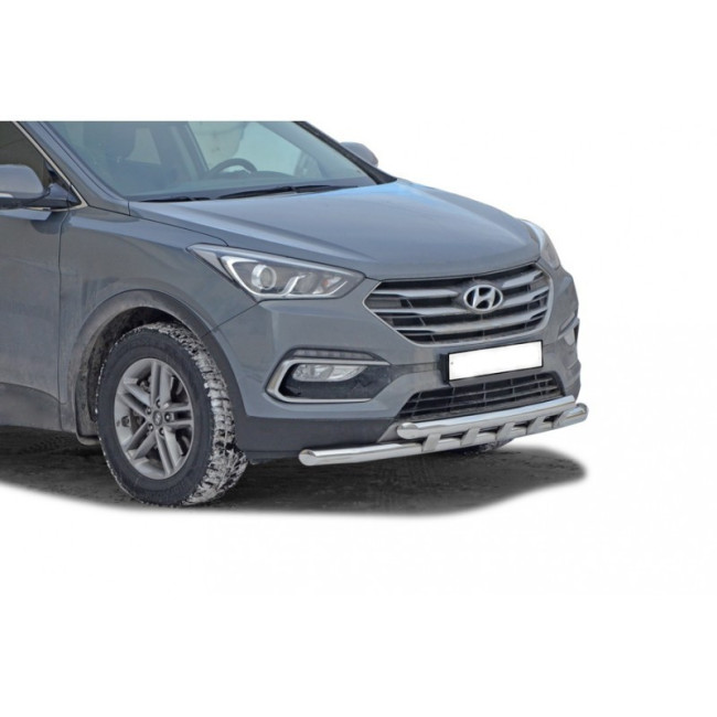Защита переднего бампера «Труба двойная» (d63,5) для Hyundai Santa Fe III рестайлинг (2015-2018) купить в интернет-магазине tuning63