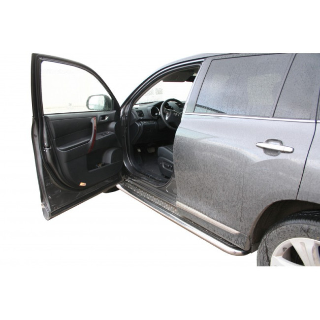 Защита порогов с алюминиевым листом (d63,5) для Toyota Highlander (2010-2014) купить в интернет-магазине tuning63